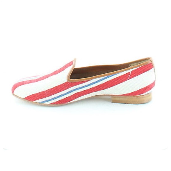 Linen Leather Striped Flat Boyfriend Loafers - Picture 5 of 8